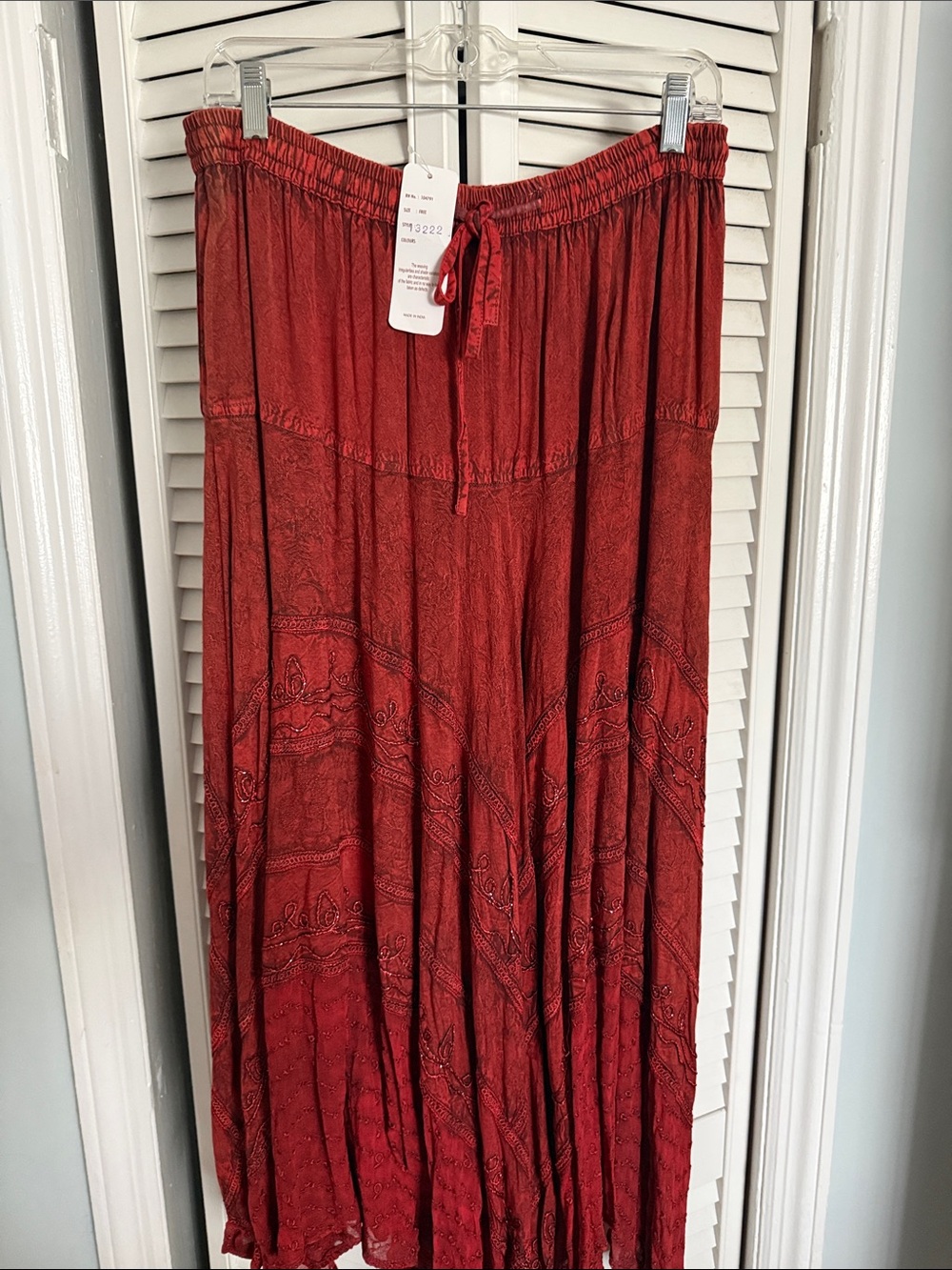 Advance Apparels Rust Red Tiered Maxi Skirt